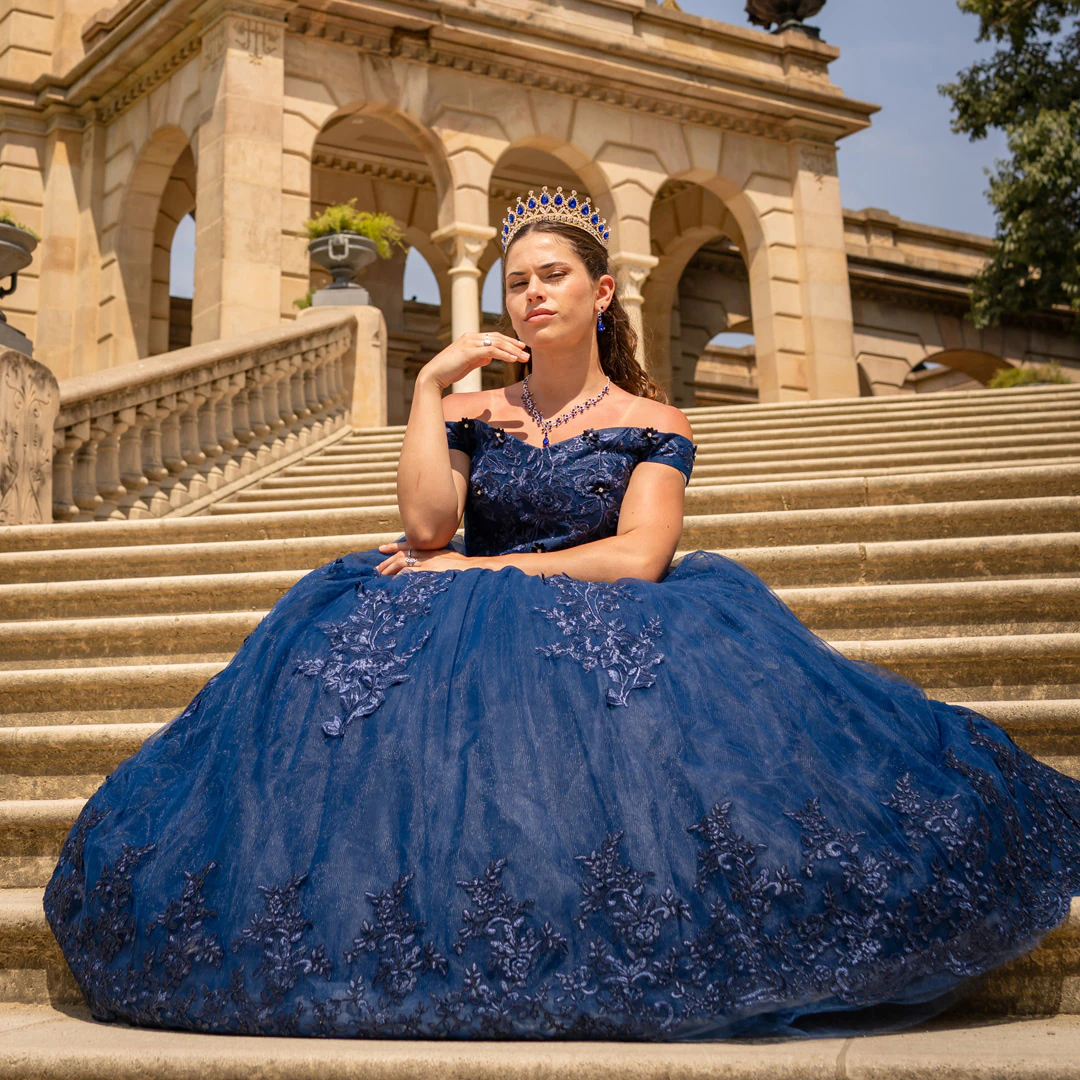 Vestido de 15 años azul largo