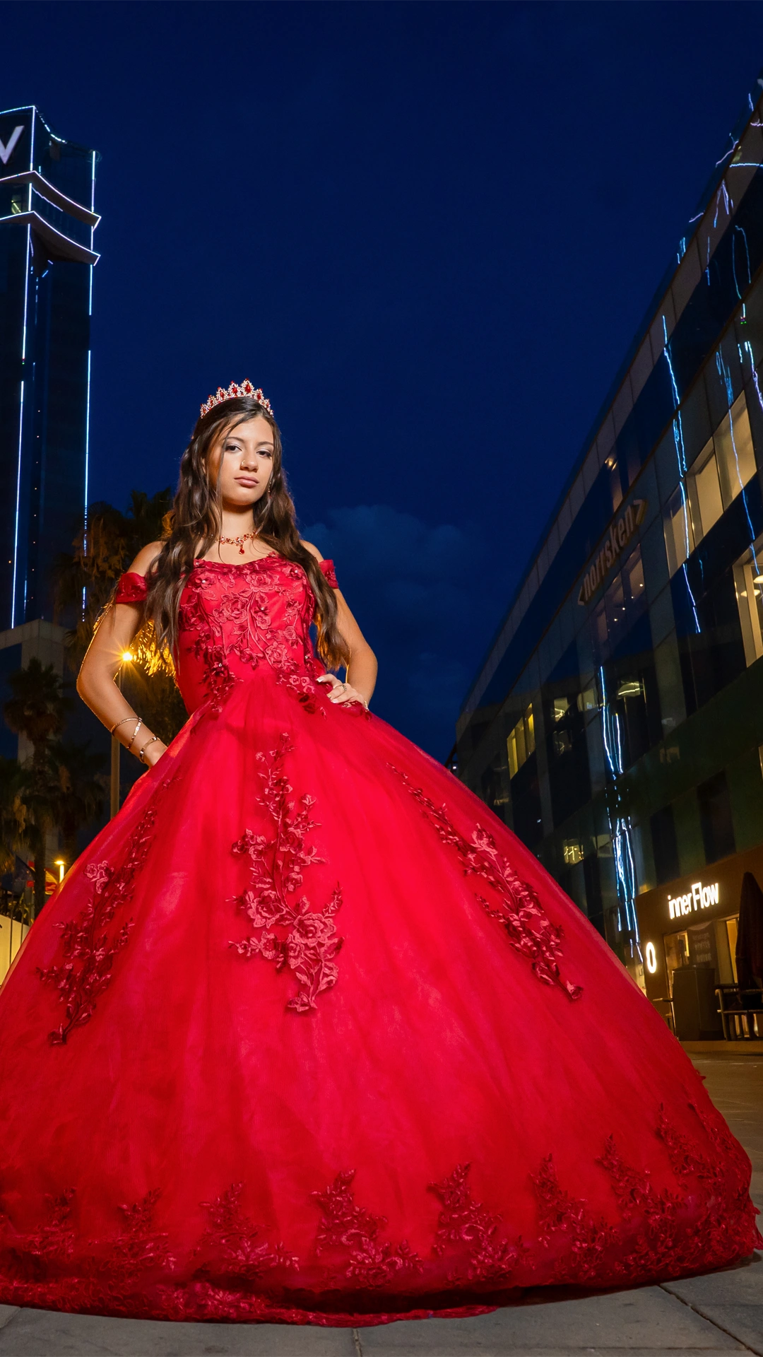 Vestido de 15 años rojo largo