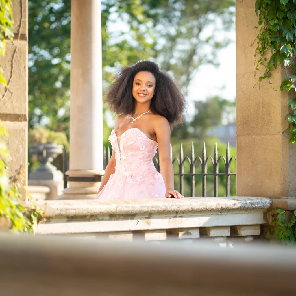 Vestido de 15 años rosa largo