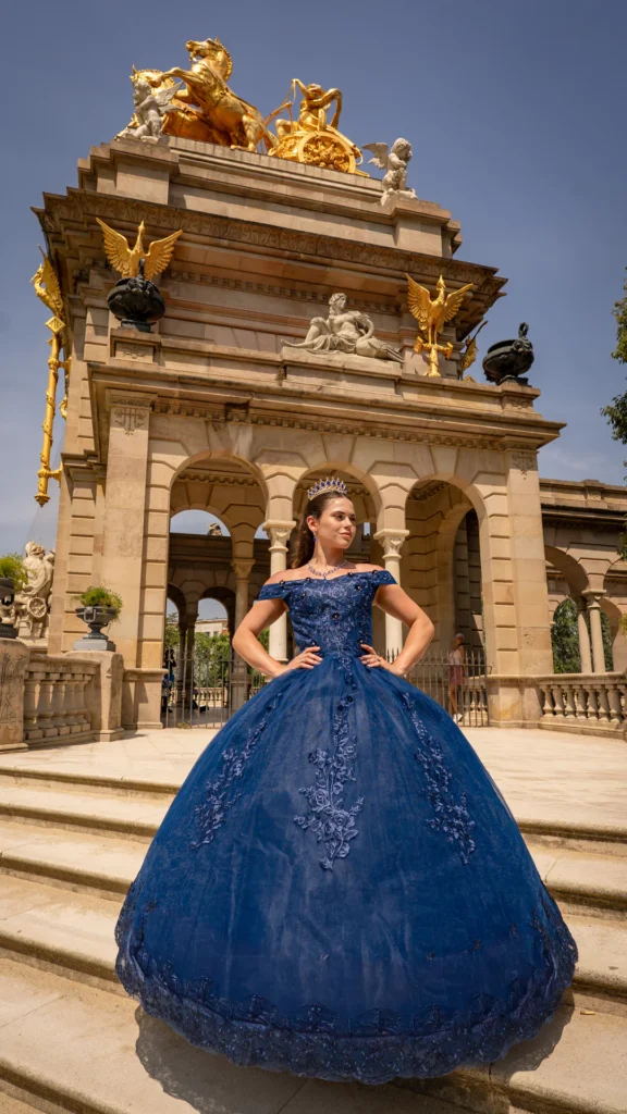 Vestido de 15 años azul largo