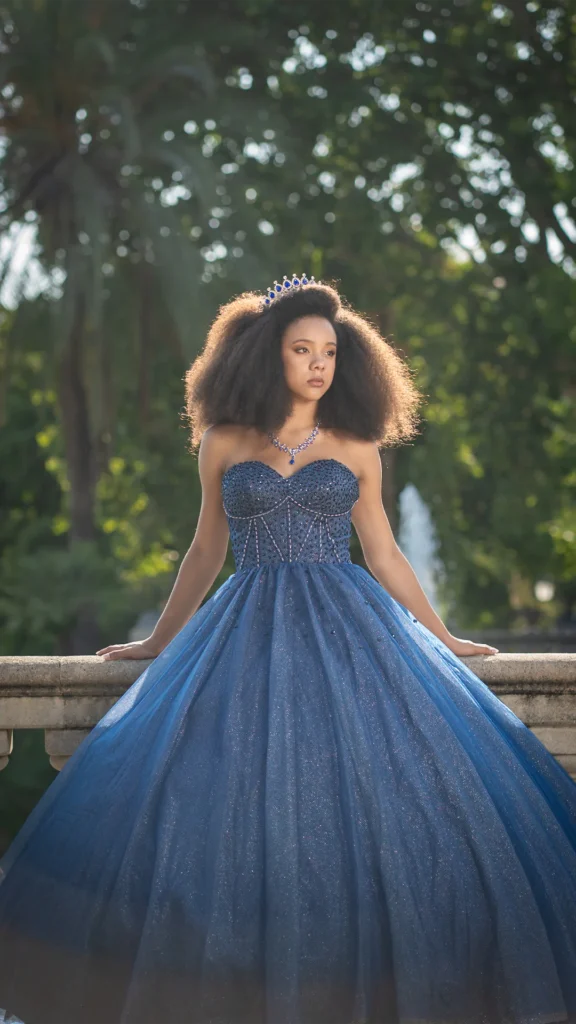 Vestido de 15 años azul largo