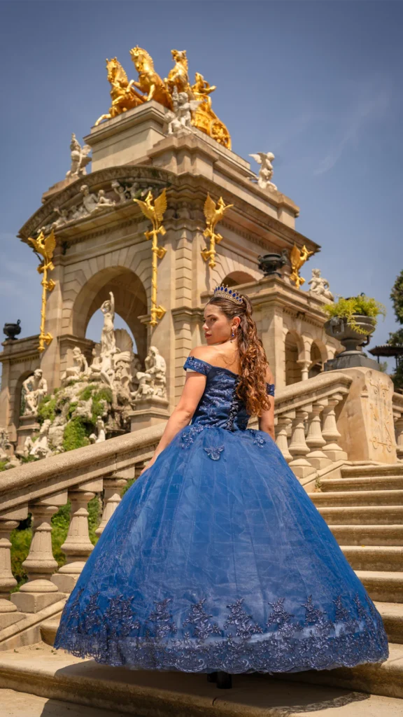 Vestido de 15 años azul largo