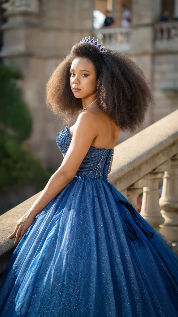 Vestido de 15 años azul largo