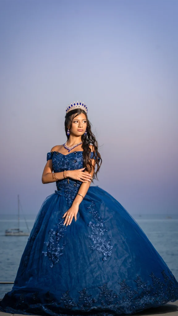Vestido de 15 años azul largo