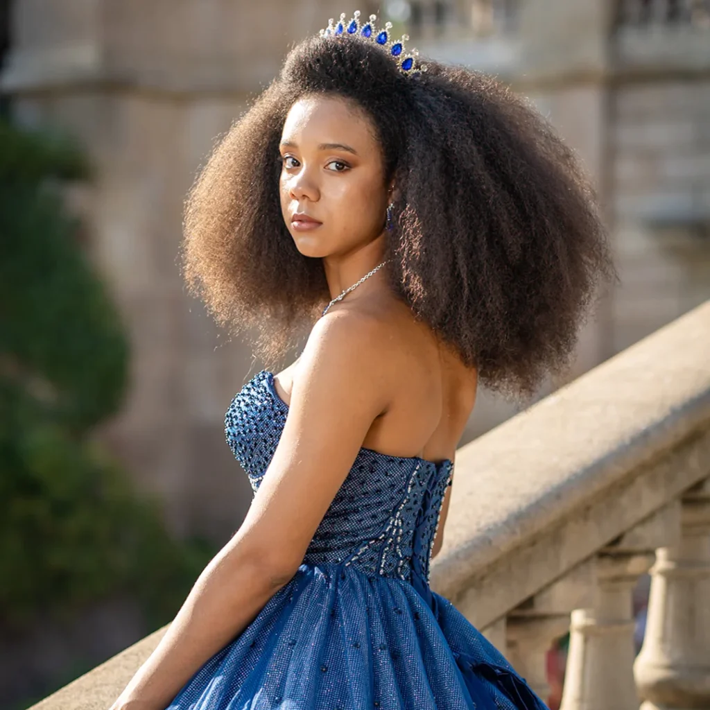 Vestido de 15 años azul corto