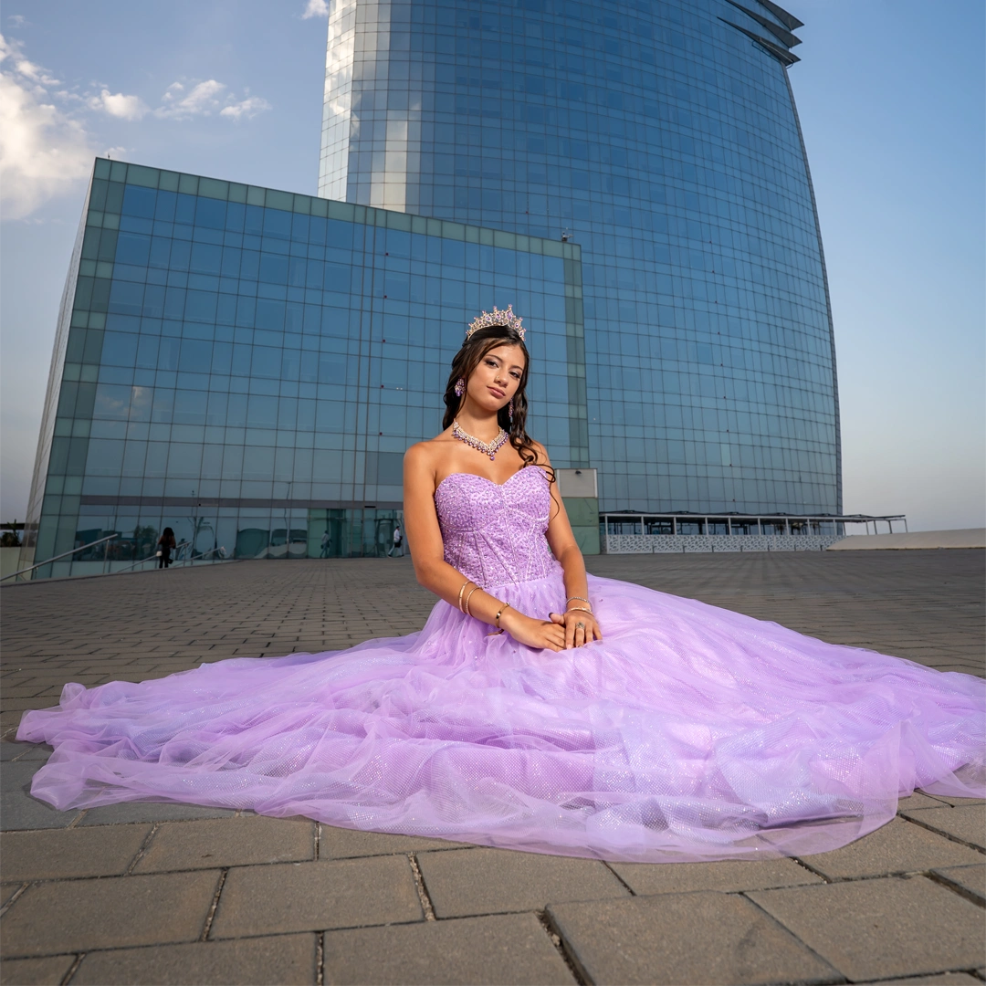 Vestido de 15 años lila largo