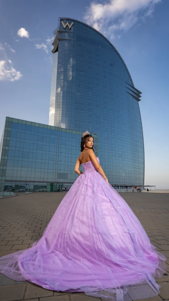 Vestido de 15 años lila largo