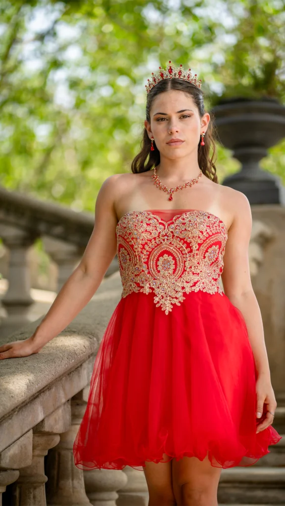 Vestido de 15 años rojo corto