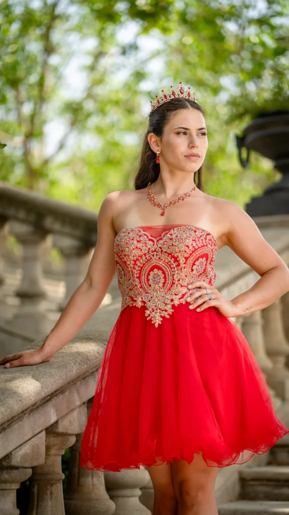 Vestido de 15 años rojo corto
