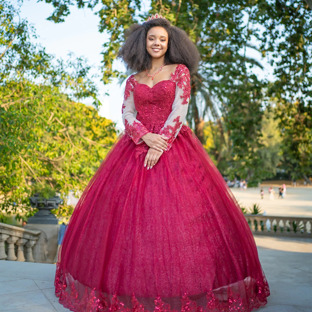 Vestido de 15 años rojo largo