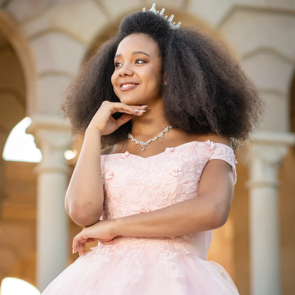Vestido de 15 años rosa largo
