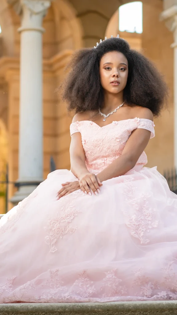 Vestido de 15 años rosa largo