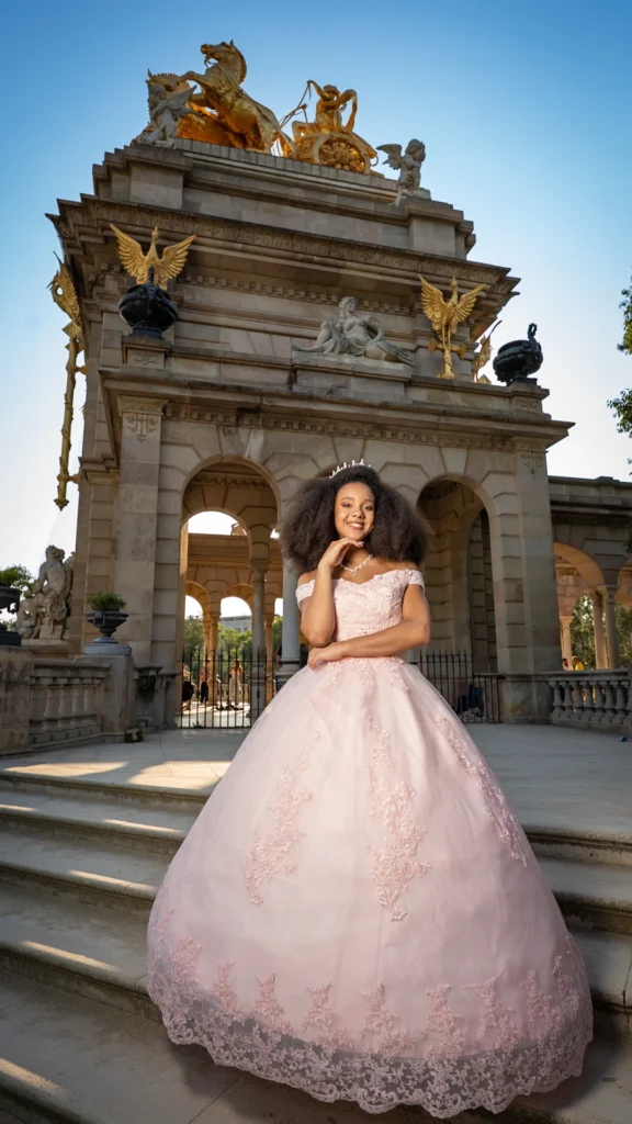 Vestido de 15 años rosa largo
