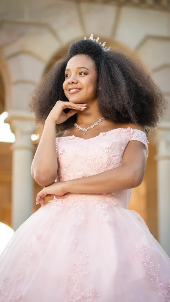 Vestido de 15 años rosa largo