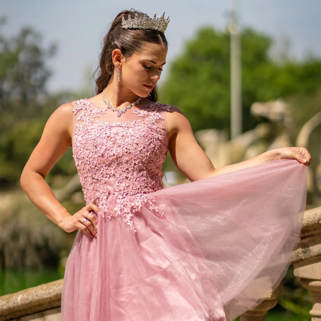 Vestido de 15 años rosa corto