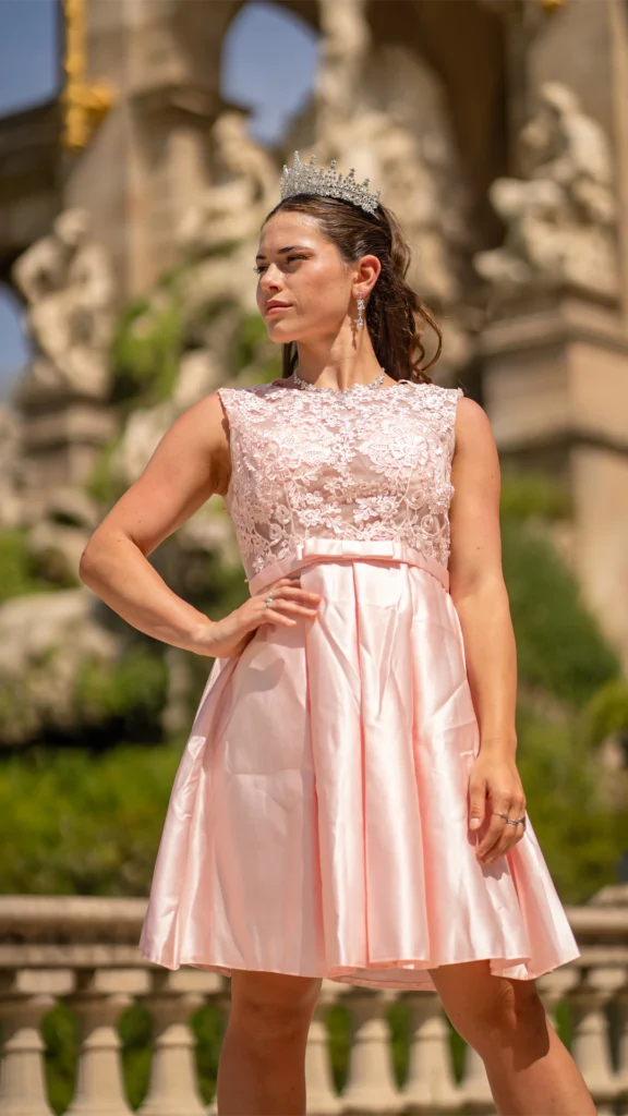 Vestido de 15 años rosa corto