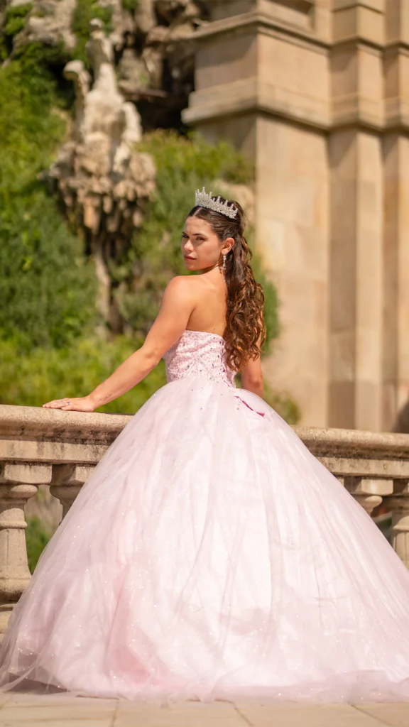 Vestido de 15 años rosa largo