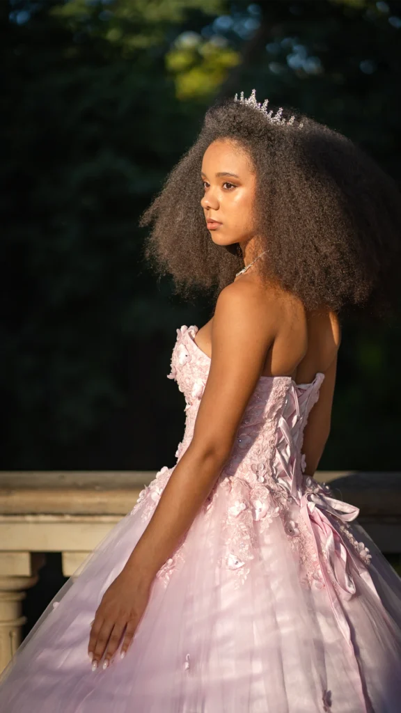 Vestido de 15 años rosa largo