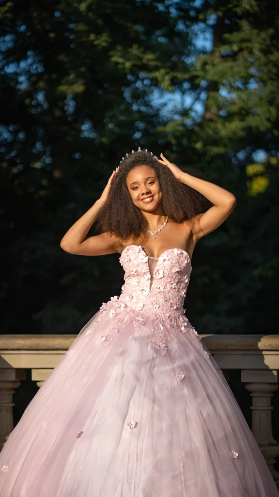 Vestido de 15 años rosa largo