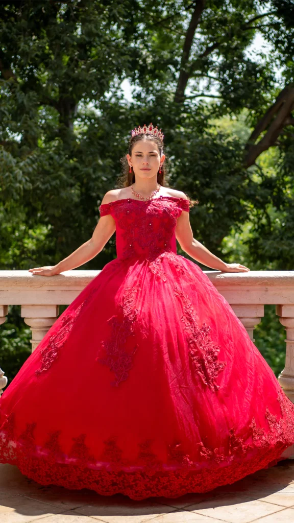 Vestido de 15 años rojo largo