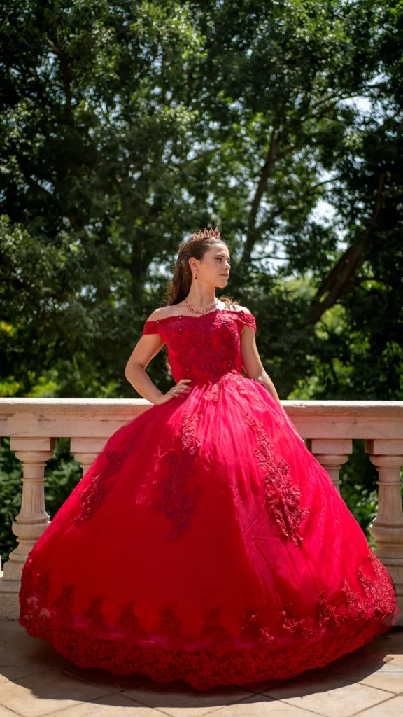 Vestido de 15 años rojo largo