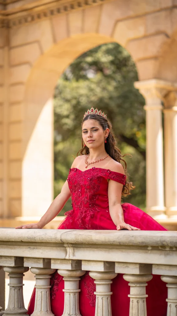 Vestido de 15 años rojo largo